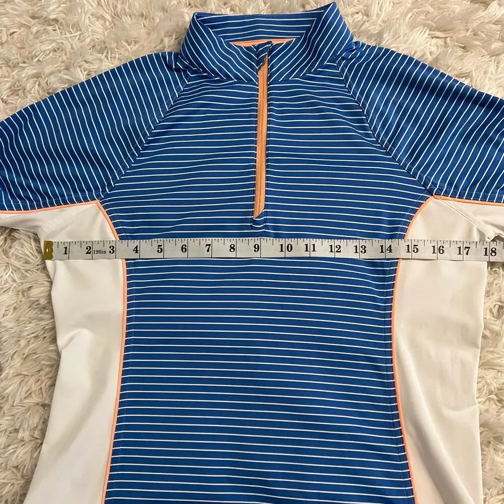 Peter Millar Blue and White Stripe Performance Base Layer Size S